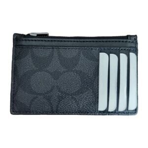 NWT Coach Men's Zip Card Case In Signature Canvas Monogram Black C4281